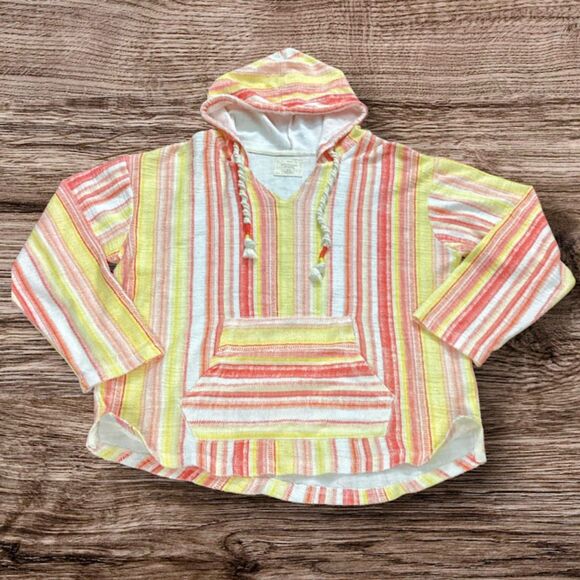 Southern Spirit Baja Style Hoodie Terry Pullover Stripped Coral Multi XL - Picture 6 of 8